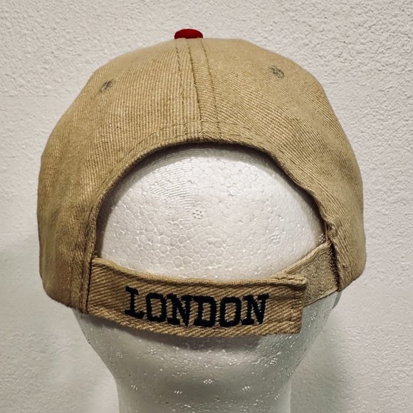 London England Baseball Cap Trucker Hat Tan Embroidered Cotton Adjusts One Size - Picture 2 of 9